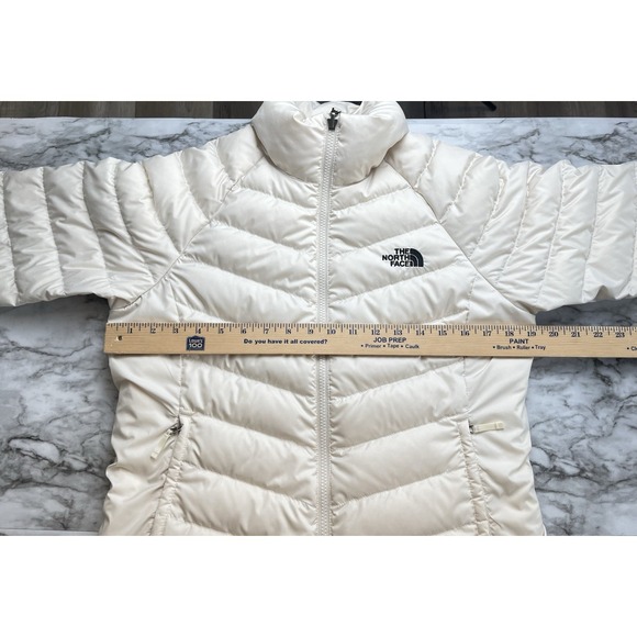 The North Face Womens Down Flare Retro Coat Jacket 500 Ivory Sz Medium #NF0A4P7P - Picture 10 of 12